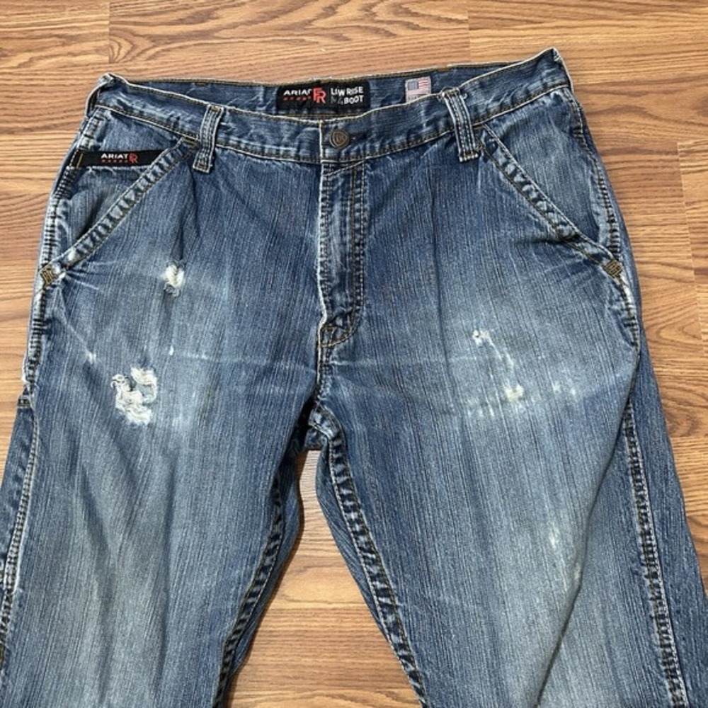 Ariat FR M4 Bootcut Jeans‎ Low Rise Distressed CAT 2 Flame Resistant Size 36x34